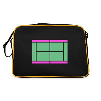 Tennis Matchball Tennisplatz Netzball Tenniscourt - Retro Tasche - Schwarz/Gold - Hinten