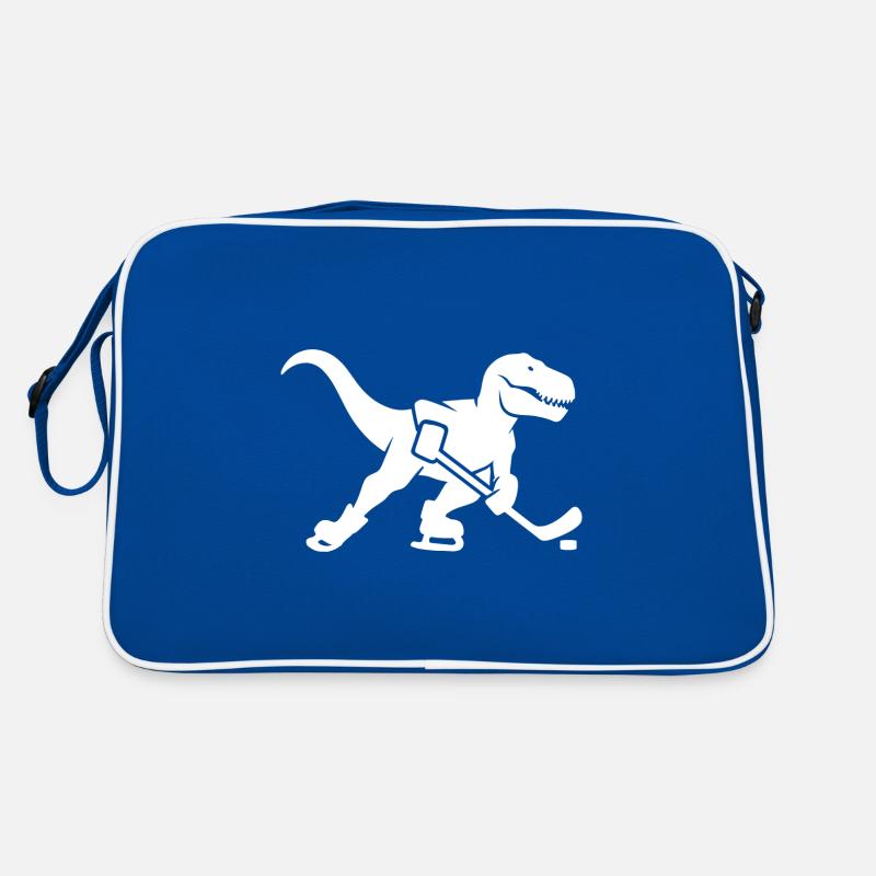 T-Rex Dino Eishockeyspieler Silhouette Minimalisti Retro Tasche