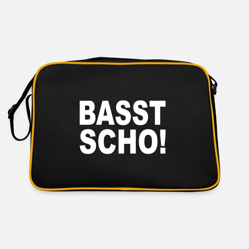 BASST SCHO - Bavarian dialect - Retro Bag - black/gold