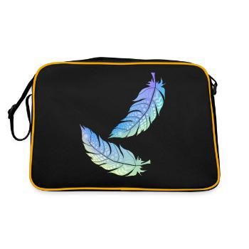 farbige indische Feder - Retro Tasche - Schwarz/Gold - Hinten