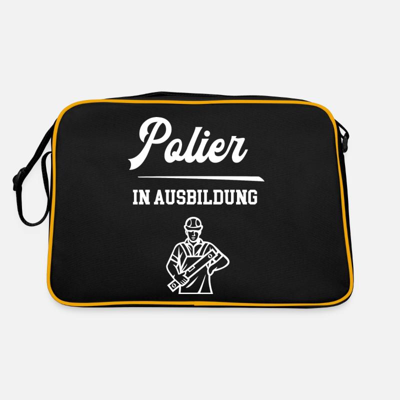 Polier in Ausbildung Polierausbildung Bauleiter - Retro Tasche - Schwarz/Gold