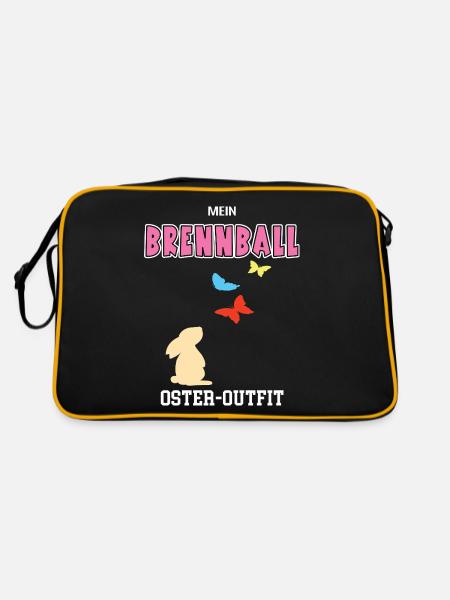 Brennballerin Ostern Brennballspieler Oster Outfit - Retro Tasche - Schwarz/Gold - Hinten