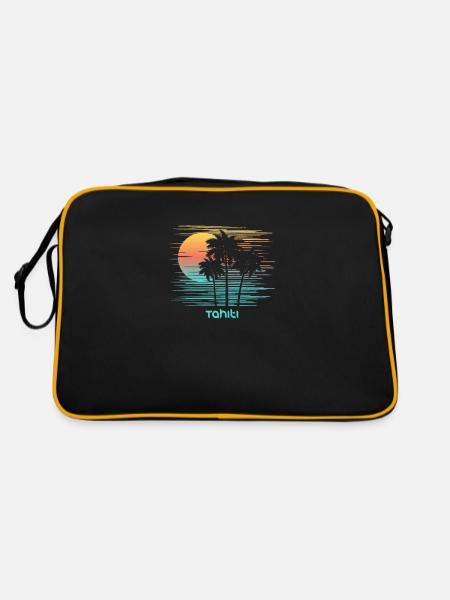 Tahiti Polynésie Vacances Souvenir Élégantes - Sac Retro - noir/or - Dos