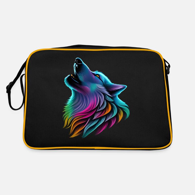 Colorful wolf Retro Bag