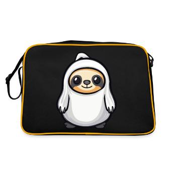 Faultier Halloween Comic Geist - Retro Tasche - Schwarz/Gold - Hinten