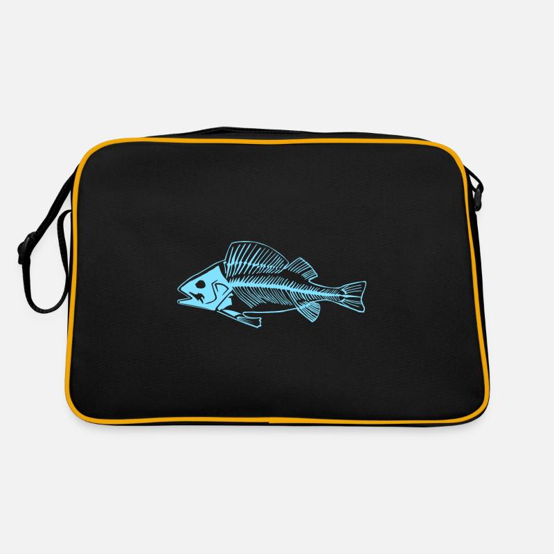 Blauer Barsch Gräte das coole Fischgräten Design Retro Tasche