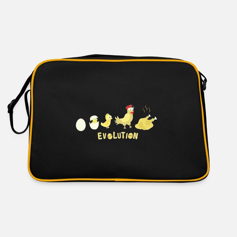 Evolution Ei Huhn Brathähnchen BBQ Barbecue - Retro Tasche - Schwarz/Gold
