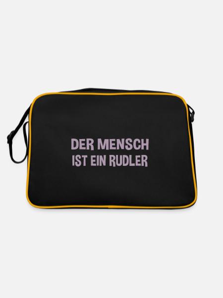 Der Mensch ist ein Rudeltier - Gemeinschaftsgeist - Retro Tasche - Schwarz/Gold - Hinten