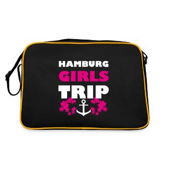 Hamburg girls trip Gruppe Reeperbahn Party feiern - Retro Tasche - Schwarz/Gold - Hinten