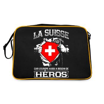 La Suisse - Héros - Europe - Retro Tasche - Schwarz/Gold - Hinten