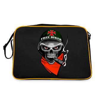 biker skull design - Retro Bag - black/gold - Back