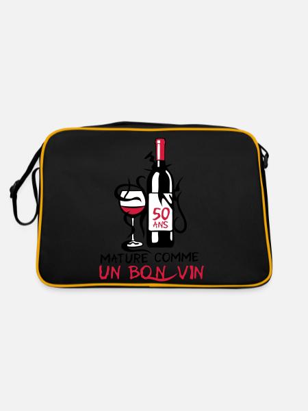 50 ans mature bouteille vin anniversaire - Sac Retro - noir/or - Dos