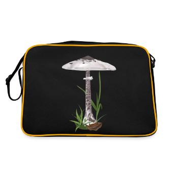 Pilz stolzes Bergskifahren - Retro Tasche - Schwarz/Gold - Hinten