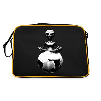 alien on the earth - Retro Tasche - Schwarz/Gold - Hinten