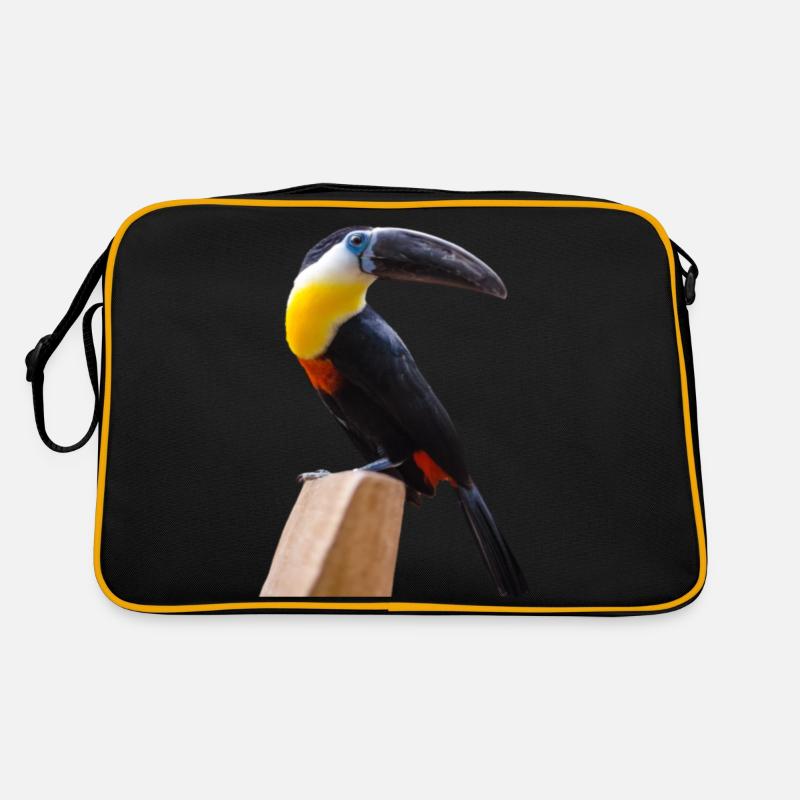 langSchnabel Vögel - Retro Tasche - Schwarz/Gold