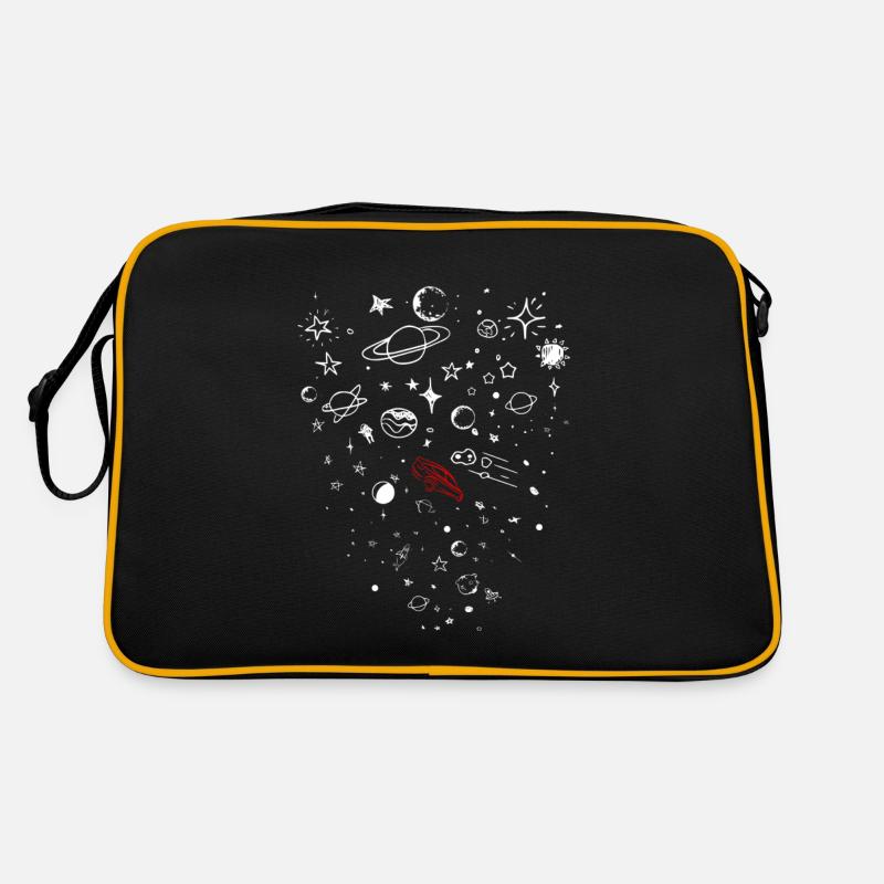 schießt tesla ins all - Retro Tasche - Schwarz/Gold