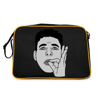 Mund küssen Handgeste Gesicht - Retro Tasche - Schwarz/Gold - Hinten