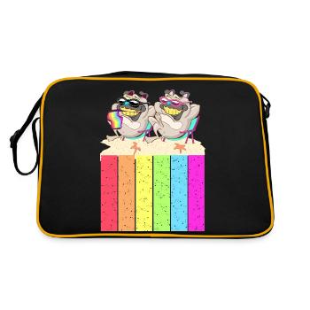 Dogs on the beach with the rainbow flag - Retro Bag - black/gold - Back