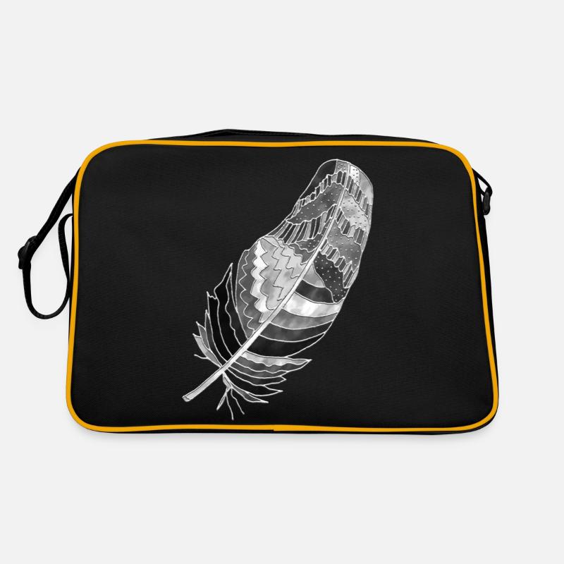 Feder - Retro Tasche - Schwarz/Gold