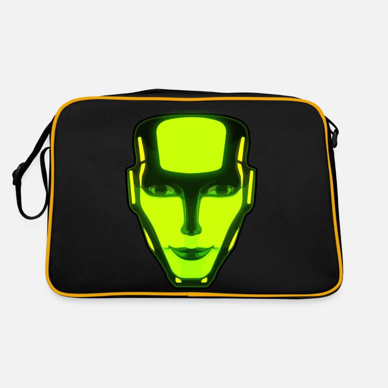 Neon Robot Face Retro Tasche