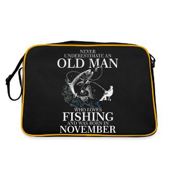 Anniversaire Chemise de pêcheur Old Man Mois Novembre - Sac Retro - noir/or - Dos
