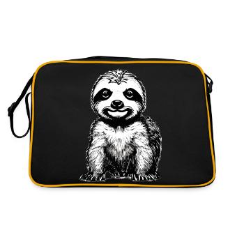 Faultier Müdigkeit Faultierzeichnung Faultiere - Retro Tasche - Schwarz/Gold - Hinten