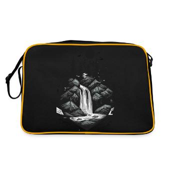 Tattoo style waterfall pine tree outdoor logo - Retro Bag - black/gold - Back