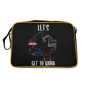 Excavator Construction Site Construction Worker Girl I Gift - Retro Bag - black/gold - Back