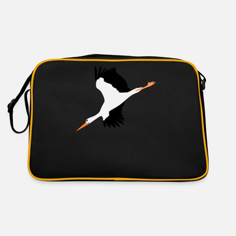 Stork, black and white - Retro Bag - black/gold