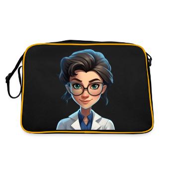 Portrait einer jungen Frau im Cartoon Stil - Retro Tasche - Schwarz/Gold - Hinten