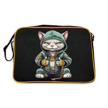 Cute Hip Hop Cat - Retro Bag - black/gold - Back
