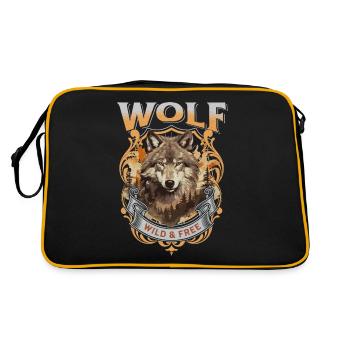 Wolf Wolf’s Head Nature Wilderness Adventure Art forestier - Sac Retro - noir/or - Dos