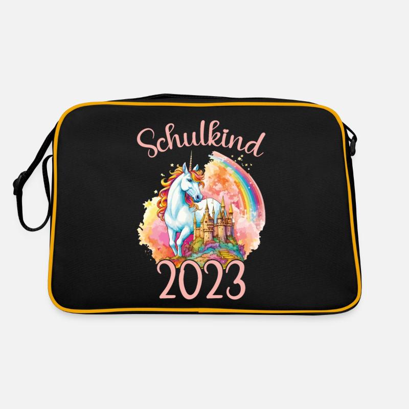 Schulkind 2023 Einschulung Einhorn Schule Schüler Retro Tasche