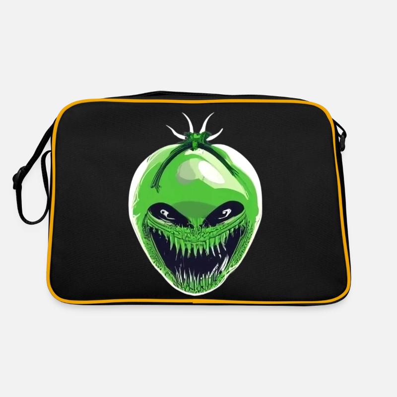 Grüne Xenomorph-Tomate - Retro Tasche - Schwarz/Gold