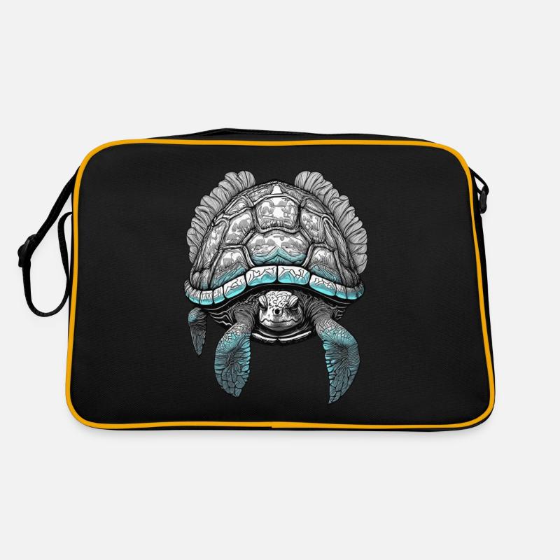 Stencil Colored Old Sea Turtle Retro Bag