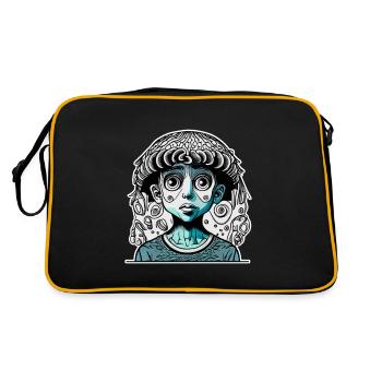 Mysterious and Crazy Kid Face with Black and Blue - Retro Bag - black/gold - Back