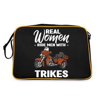 Trike Geschenkideen | Triker Motorrad Trikes Hobby - Retro Tasche - Schwarz/Gold - Hinten