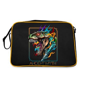 Drachenkopf: Eine Hommage an alte Mythen - Retro Tasche - Schwarz/Gold - Hinten