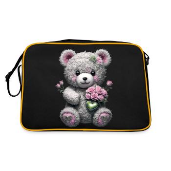 Ours en peluche avec des roses - Sac Retro - noir/or - Dos