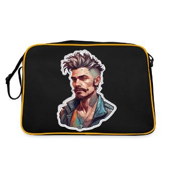 Type / Mec / Homme / Homme / Barbe / Portrait - Sac Retro - noir/or - Dos