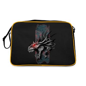 Inferno's Roar: Dragon with Red Eyes - Retro Bag - black/gold - Back