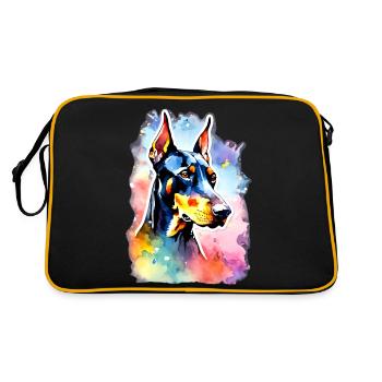 Doberman Doberman Dog Doberman - Retro Bag - black/gold - Back