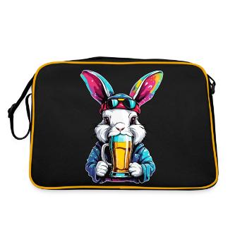 Osterhase / Ostern / Eier / Feiertage / Osterfest - Retro Tasche - Schwarz/Gold - Hinten