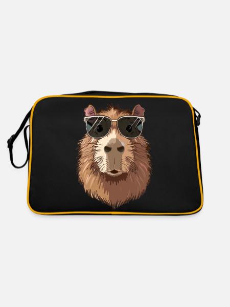Capybara Sonnenbrille - Retro Tasche - Schwarz/Gold