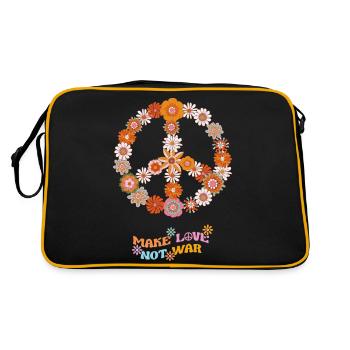 Peace Sign Make Love Not War - Retro Tasche - Schwarz/Gold - Hinten