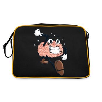 Glückliches Gehirn - Retro Tasche - Schwarz/Gold - Hinten