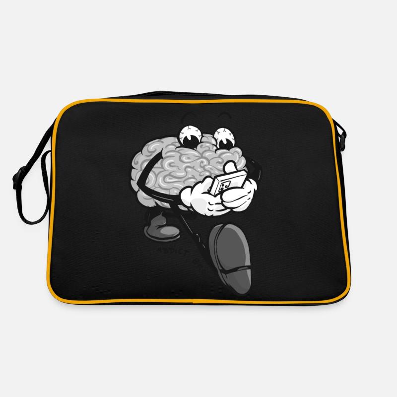 Brain Addict - graue Version Retro Tasche