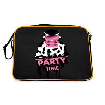 Lustige Party Time Milch Kuh Graffiti Tier Zitat - Retro Tasche - Schwarz/Gold - Hinten