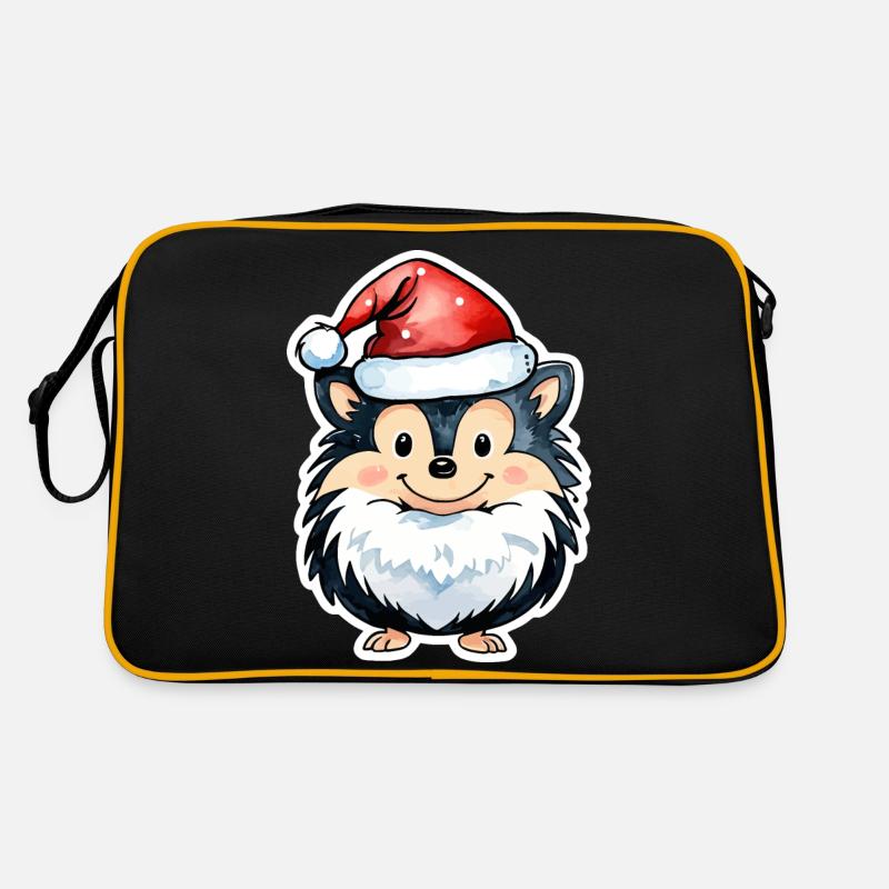 Hedgehog Christmas Drawing Retro Bag