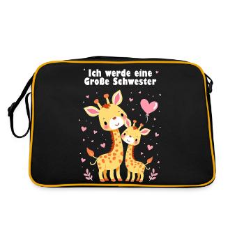 Ich werde große Schwester 2025 - Retro Tasche - Schwarz/Gold - Hinten